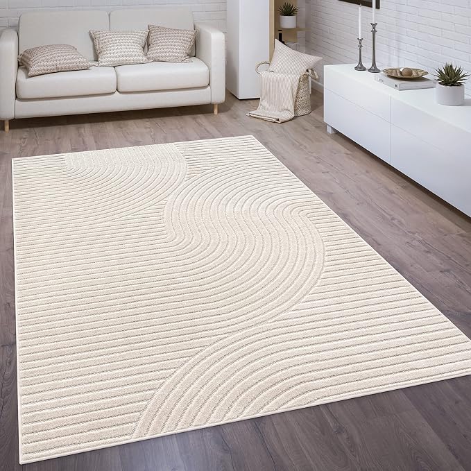 Paco Home Modern Area Rug with Raised Curved Line Pattern – Minimalist Design - Image 2