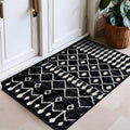 Rugshop Boho Black and White Tribal Area Rug – Geometric Diamond and Stripe by Rugshop