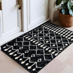 Rugshop Boho Black and White Tribal Area Rug – Geometric Diamond and Stripe by Rugshop
