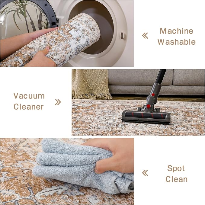 GENIMO 6x9 Area Rugs for Living Room, Non Slip Machine Washable Retro Rugs - Image 7