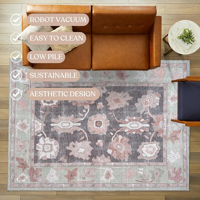 Fame Living Green Oushak Rug, Modern Small Rugs, Door Mat, Doormat - Image 4