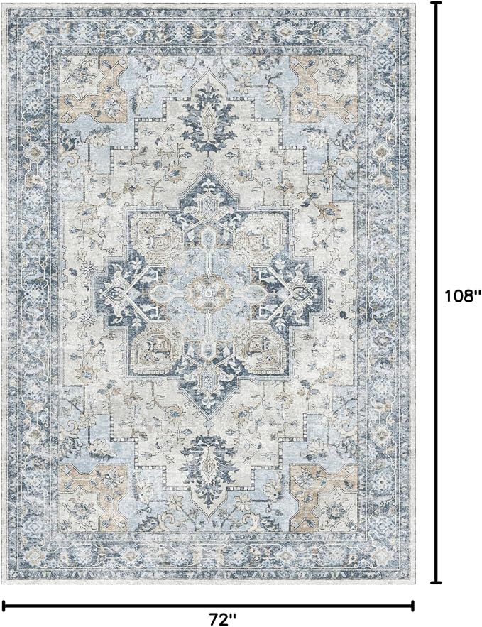GENIMO 6x9 Area Rugs for Living Room, Non Slip Machine Washable Rugs, Low Pile - Image 2