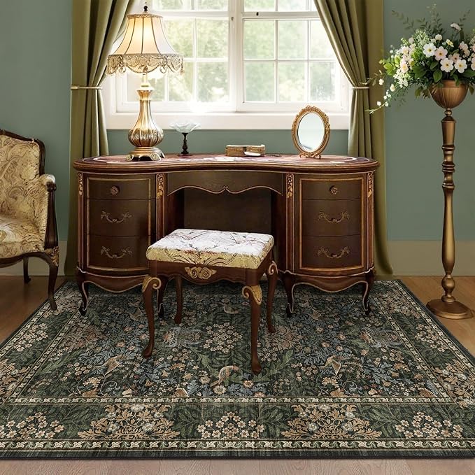 3x5 Floral Washable Area Rug for Living Room, Vintage Boho Rugs for Bedroom - Image 4