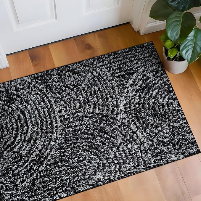 Rugshop Circles Arch Shag Area Rug Anthracite Dark Gray 2' x 3' Ideal by Rugshop