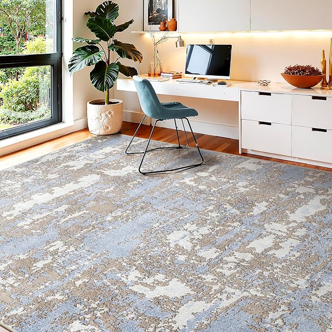WITSHOCK 8x10 Area Rugs for Living Room: Washable Abstract Large Rug for Dining - Image 3