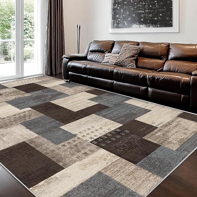 Modern Geometric Patchwork Indoor Area Rug - Image 3
