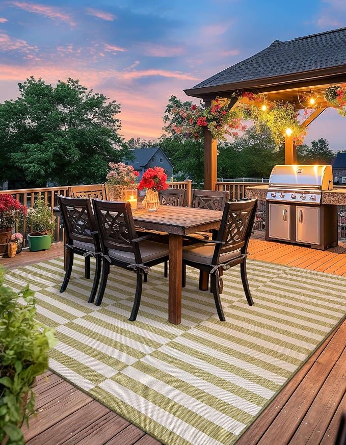 Unique Loom Outdoor Striped Collection Area Rug - Image 4
