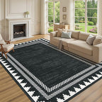 Modern Low Pile Non Slip 5x7 Machine Washable Living Room Area Rug Foldable by RUGSREAL