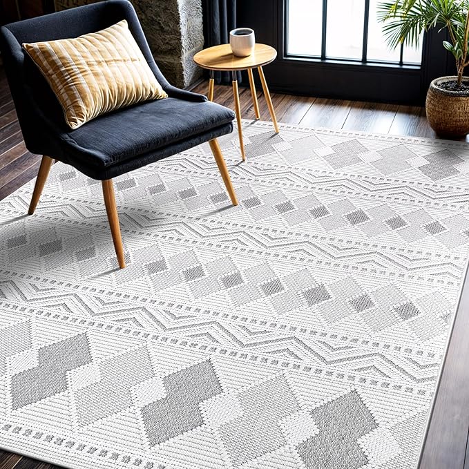 CAMILSON Micro Loop Rug 5x7 Modern Luxury Geometric Boho Diamond Area Rugs Soft by CAMILSONIndoorOutdoorAreaRugs