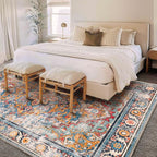 6'x9' Washable Vintage Area Rug Boho Chic Medallion Distressed Design - Image 2