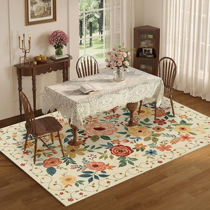 DUKINO 5x7 Area Rug, Floral Rugs - Image 4