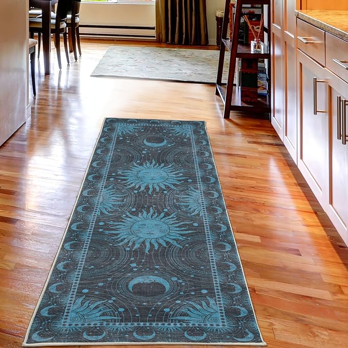 Ambesonne Sun and Moon Decorative Rug, Bohemian Artwork Design of Crescent - Image 3