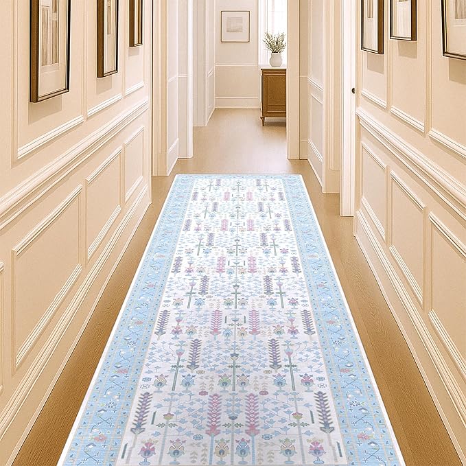 Fame Living Cream Blue Oushak Rug, Modern Rugs, Small Throw, Accent Area Rug by FameLiving%7COushakRugs