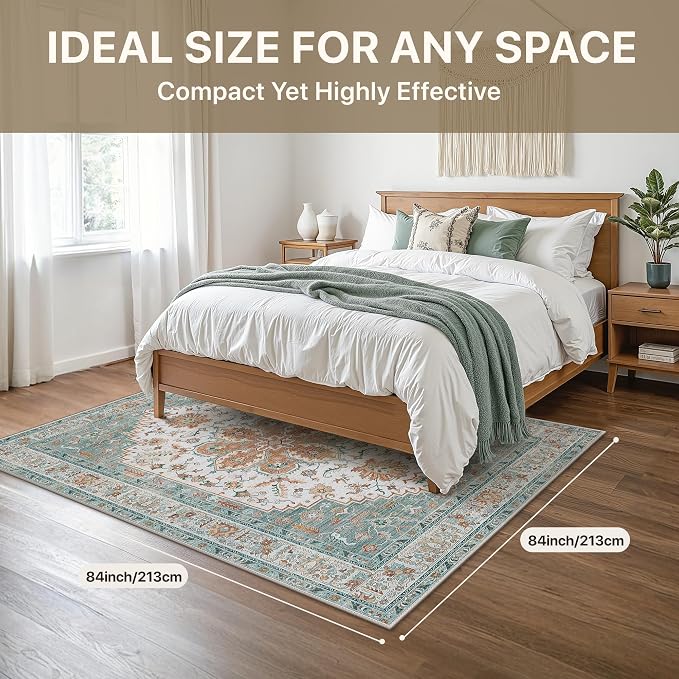 GENIMO 5X7 Area Rugs for Living Room, Machine Washable Vintage Floor Cover - Image 8