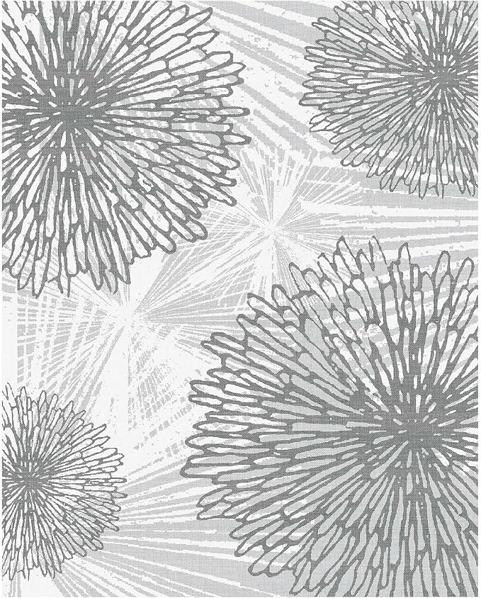 WITSHOCK 8x10 Washable Rug for Living Room, Modern Floral Distress Print - Image 8
