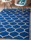 Rugs.com Lattice Frieze Collection Rug – 8' x 10' Navy Blue Medium Rug Perfect by Rugscom