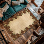 Rustic Lodge Brown Area Rug 4x5ft Pine Cone Leaf Botanical Print Home Decor Non - Image 4