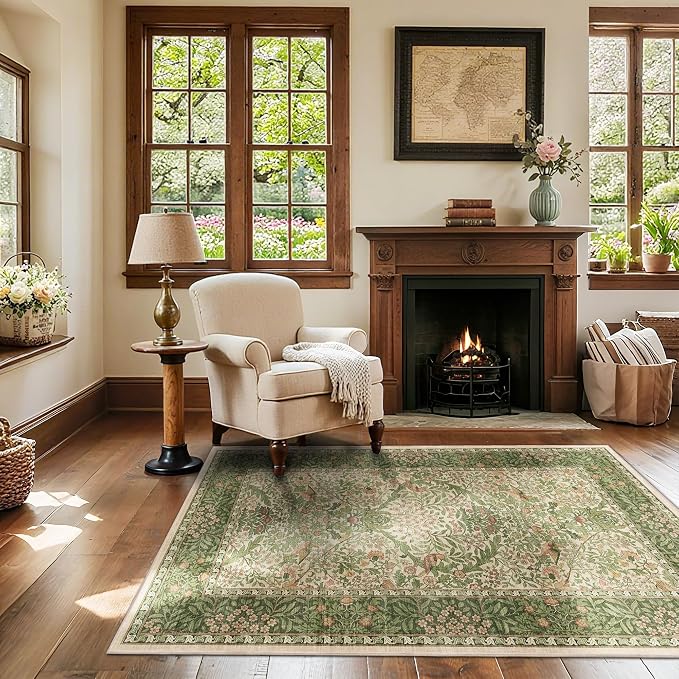 3x5 Floral Washable Area Rug for Living Room, Vintage Boho Rugs for Bedroom - Image 2