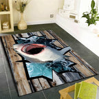 Sea Shark Kids Rugs, Fierce Shark 3D Printed Carpet - Image 3