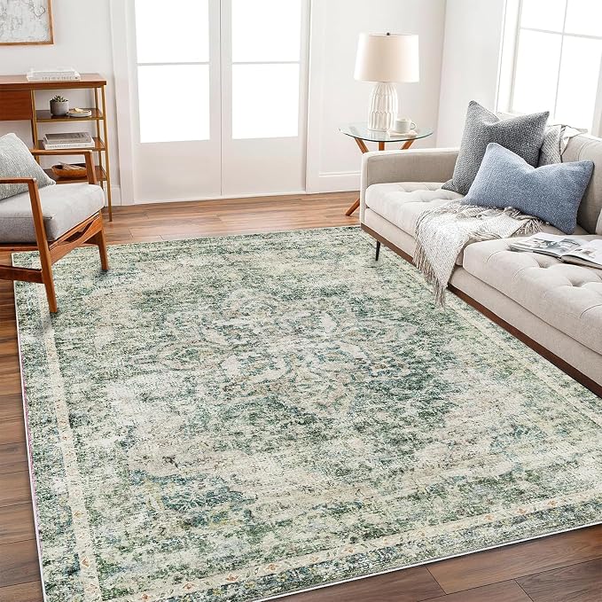 Washable Area Rug 4'x6' Vintage Traditional Floor Cover Foldable Thin Rugs - Image 2