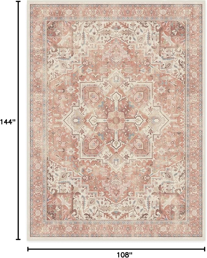 RUGGABLE Washable Area Rug – Kamran Rose Pink 9x12, Stain-Resistant, Non-Slip – - Image 2