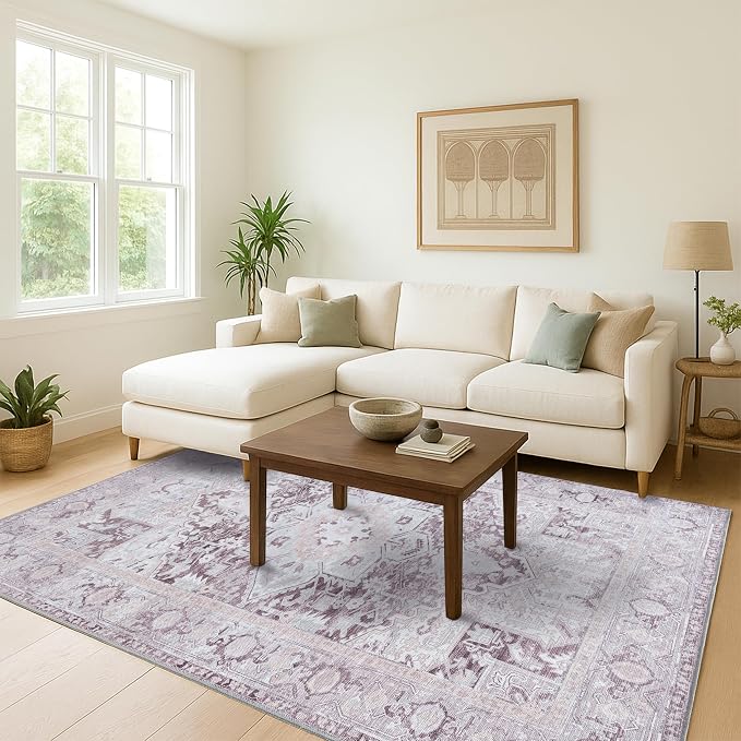 Washable Area Rug. Modern Farmhouse. Vintage. Turkish. Bohemian. Distressed. - Image 2
