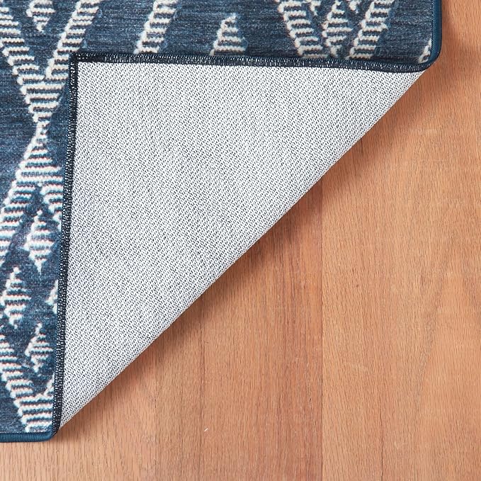 Dash & Albert Guthrie Navy Machine Washable Rug, Runner-2.5 X 8 Feet - Image 5