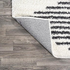 JONATHAN Y Elm Diamond Stripe Shag White/Gray Indoor Area Rug, Contemporary - Image 11