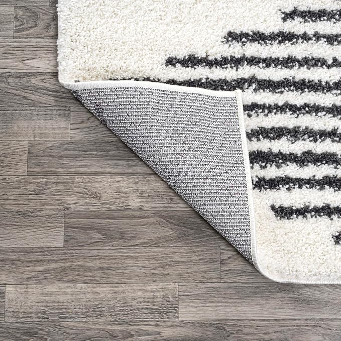JONATHAN Y Elm Diamond Stripe Shag White/Gray Indoor Area Rug, Contemporary - Image 11