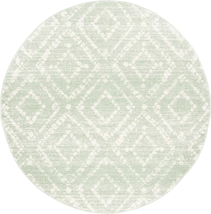 SAFAVIEH Adirondack Collection 8' Round Green/Ivory ADR131Y Modern Diamond - Image 3