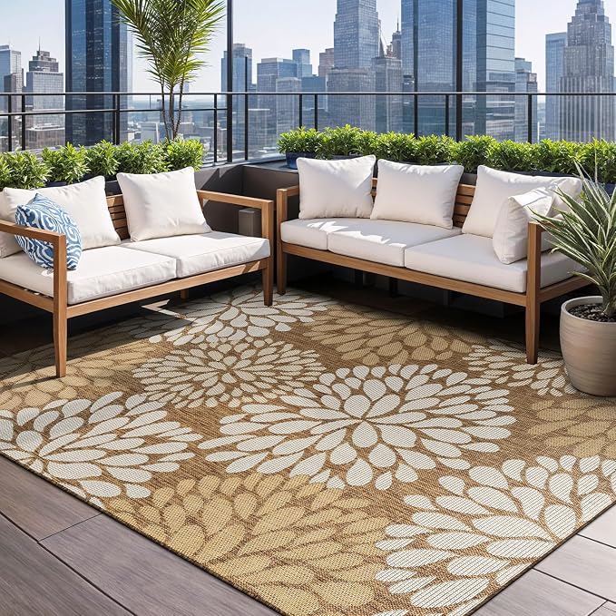 Beverly Rug Outdoor Rug 6x9 Modern Exotic Tropical Leaf Area Rugs by BeverlyRug