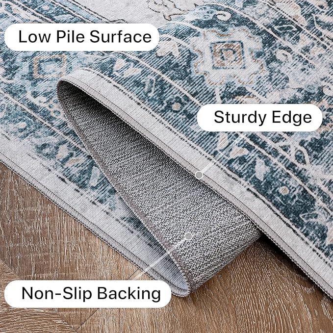 GENIMO 5x7 Area Rugs for Living Room, Machine Washable Rug, Non Slip Vintage - Image 7