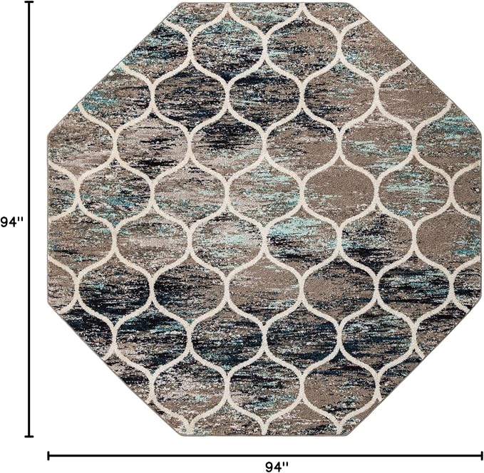 Rugs.com Lattice Frieze Collection Rug – 7' 10 Octagon Blue Multi Medium Rug - Image 2