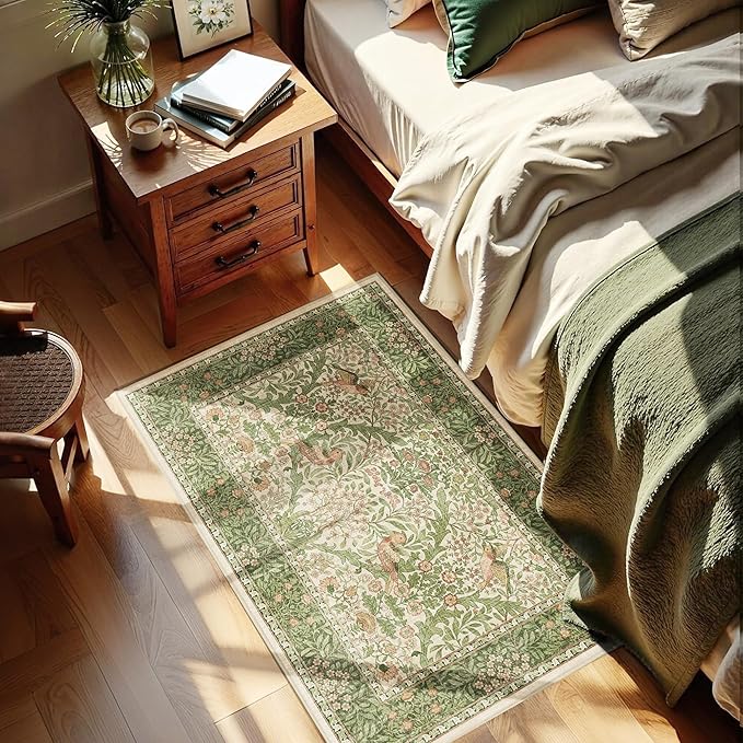 2x3 Floral Washable Area Rug for Entryway, Vintage Boho Rugs for Living Room - Image 2