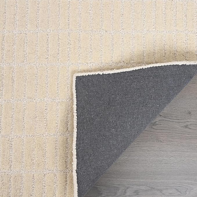 Hand-Tufted 100% Wool Area Rug – Unique Modern Geometric Grid Pattern, Soft - Image 4