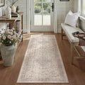 Beige 2x6 Runner Rug Washable Hallway Vintage Carpet Low Pile Non Slip by PureCozy