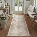 Beige 2x6 Runner Rug Washable Hallway Vintage Carpet Low Pile Non Slip by PureCozy
