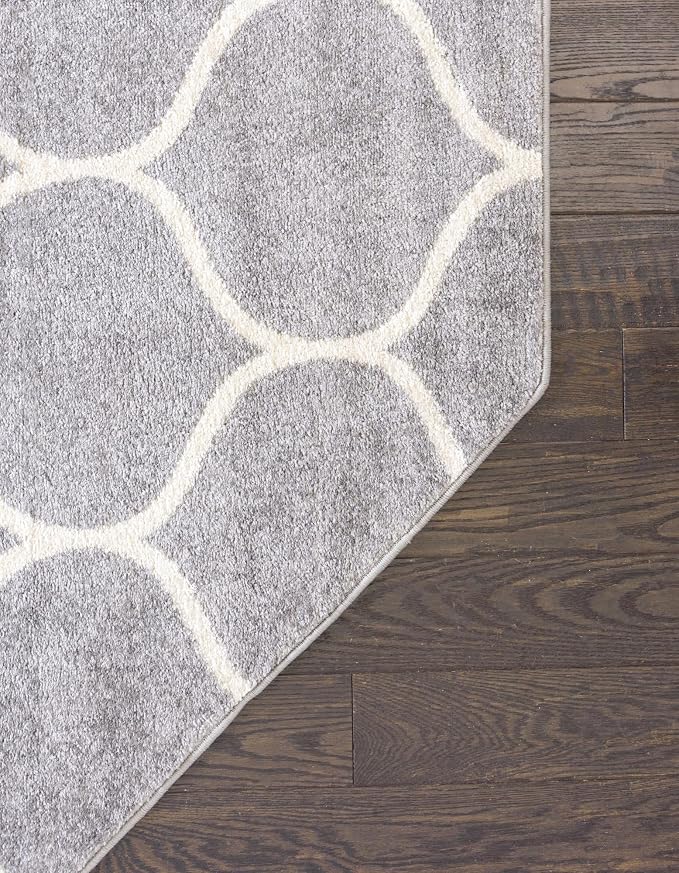 Rugs.com Lattice Frieze Collection Rug – 5' Octagon Light Gray Medium Rug - Image 8