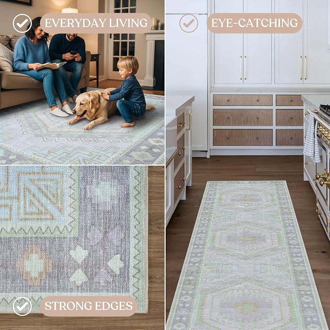 Fame Living Washable Area Rug. Modern Farmhouse. Vintage. Turkish. Bohemian. - Image 4