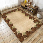 Rustic Lodge Brown Area Rug 4x5ft Pine Cone Leaf Botanical Print Home Decor Non by Unknown