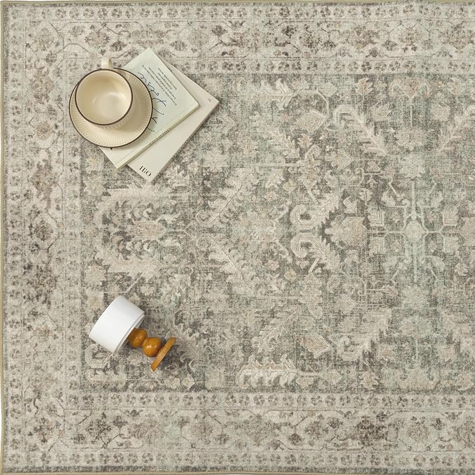 Brown 4x6 Entryway Rug Vintage Area Carpet Indoor Office Washable Door Mat - Image 6
