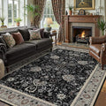 Floral Living Room Rug 5x7 Washable Rugs Boho Vintage Oriental Large Foldable by Deerly