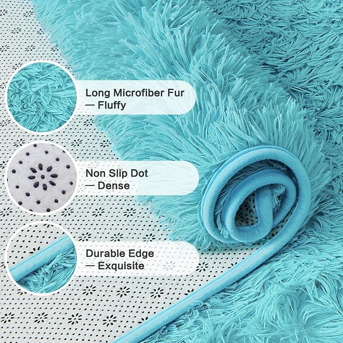 Andency 6x9 Area Rugs Blue, Large Shag Fluffy Soft Shaggy Rugs - Image 5