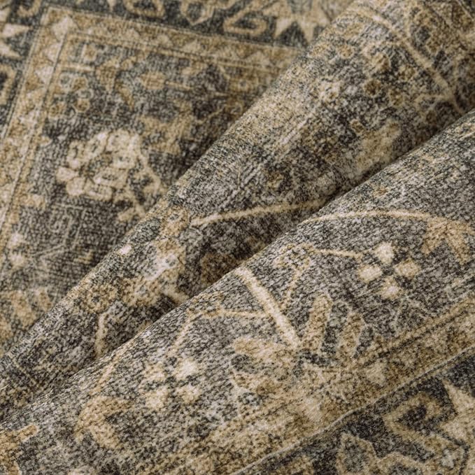 5x7 Brown Black Area Rug for Living Room Washable Vintage Distressed Carpet - Image 6