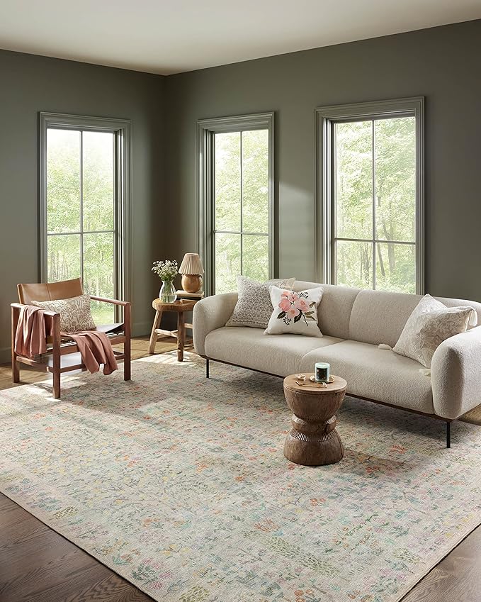 Loloi Rifle Paper Co. Maison Collection MAO-07 Khaki 2'-6" x 9'-6", .19" Pile by Loloi