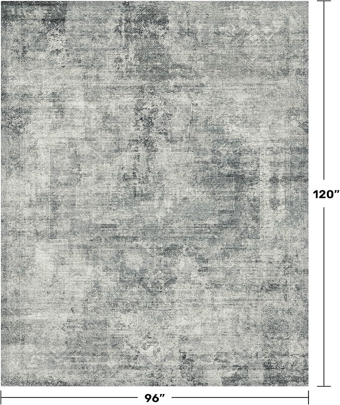 Farmhouse Gray and Blue Rugs for Living Room 8x10 - Image 2