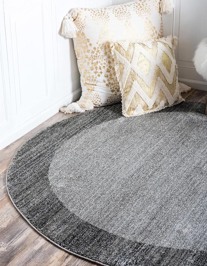 Rugs.com Angelica Collection Rug – 6 Ft Round Light Gray Medium Rug Perfect by Rugscom