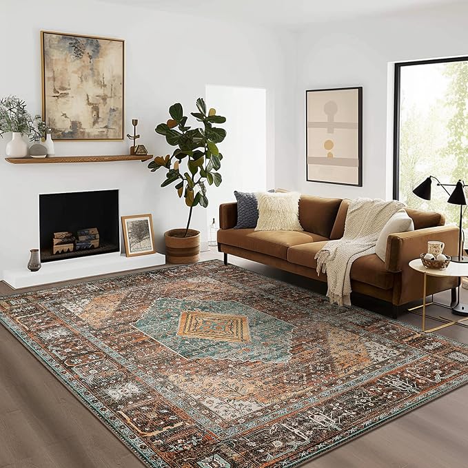 GENIMO 3x5 Area Rugs for Living Room, Machine Washable Non Slip Vintage Rugs - Image 2