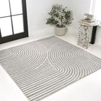 JONATHAN Y Hallie High-Low Curve Gray/Ivory 7x7 Square Indoor/Outdoor Area Rug - Image 3