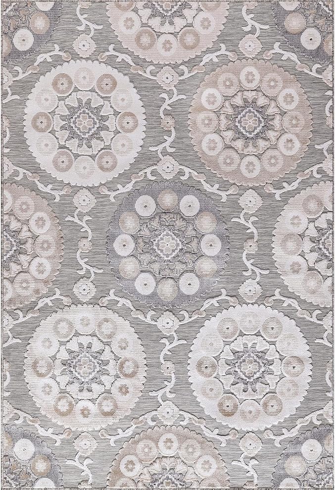 CAMILSON Indoor Outdoor Rug 9x12 Bohemian Medallion Floral Area Rugs - Image 2